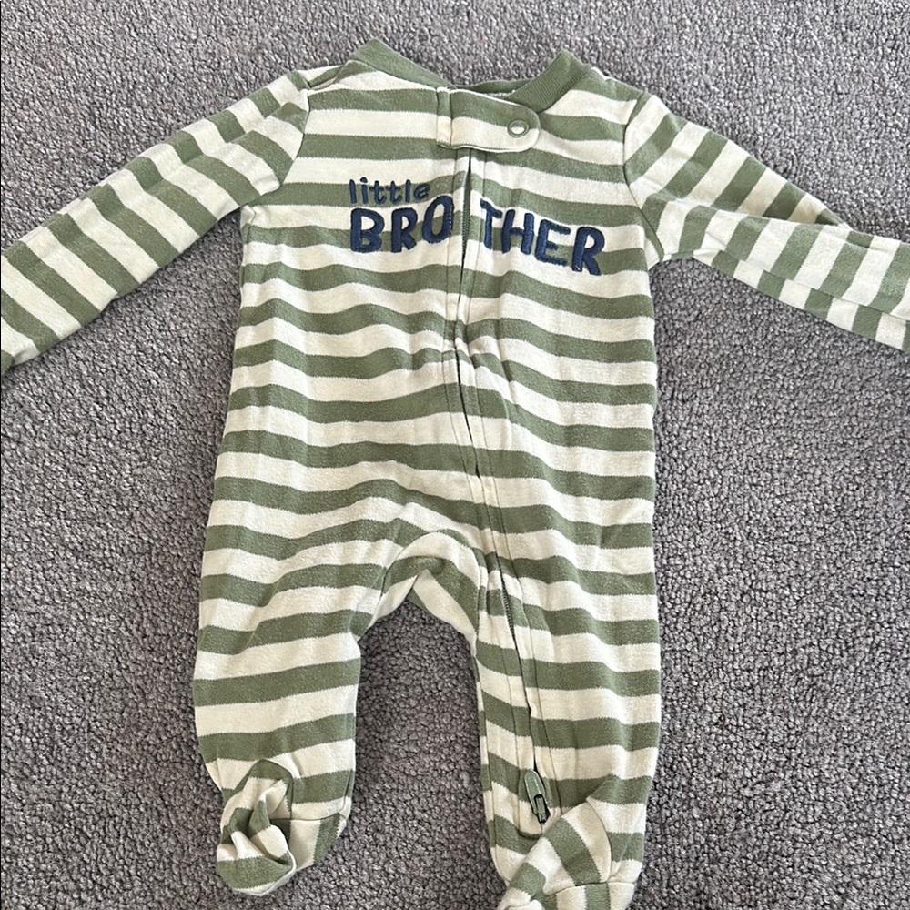 Carter's Green Footies One Piece with Stripes